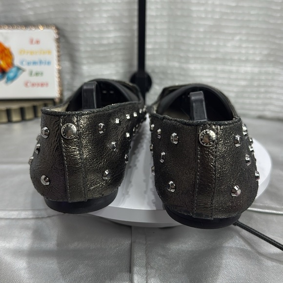 (E2) Michael Kors Ailee metallic leather flats with silver studs, size 8.5M - Picture 5 of 14